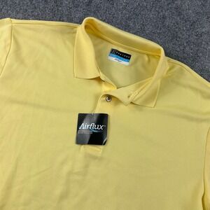 PGA Tour Polo Shirt Mens Large Yellow Airflux Ventilated Golf Top NWT PVKF3055DS